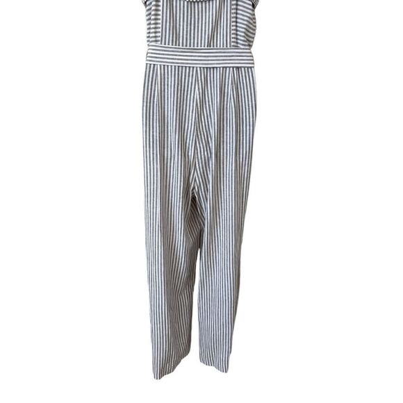 Vince Camuto Sleeveless Natural Linen Stripe Tie Front Jumpsuit Natural - Picture 15 of 16